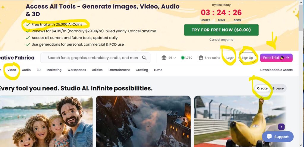 log in creative fabrica